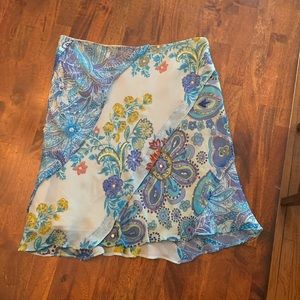 Floral Blue and Ivory Sequin Skirt